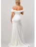 Ivory Satin Side Slit Elegant Wedding Dress Ivory Satin Side Slit Elegant Wedding Dress